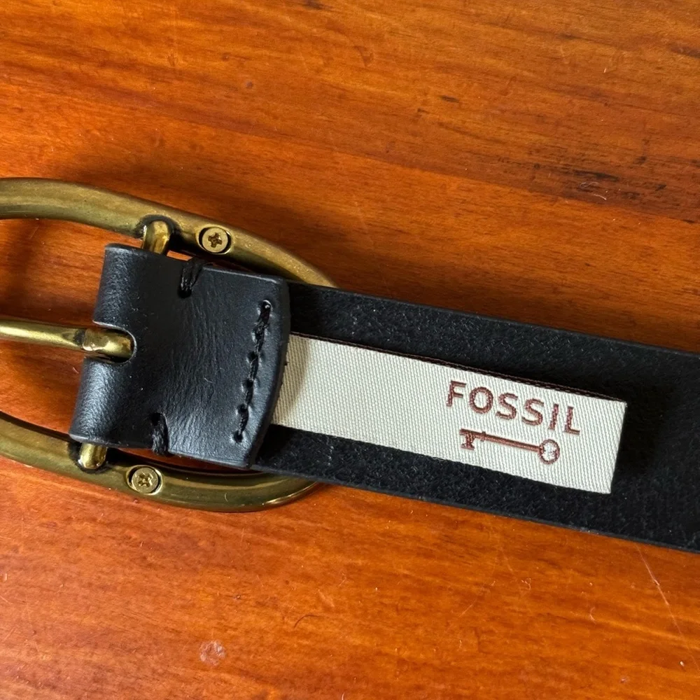 Fossil Black Belt with Tortoiseshell Gold-Tone Buckle Sz small